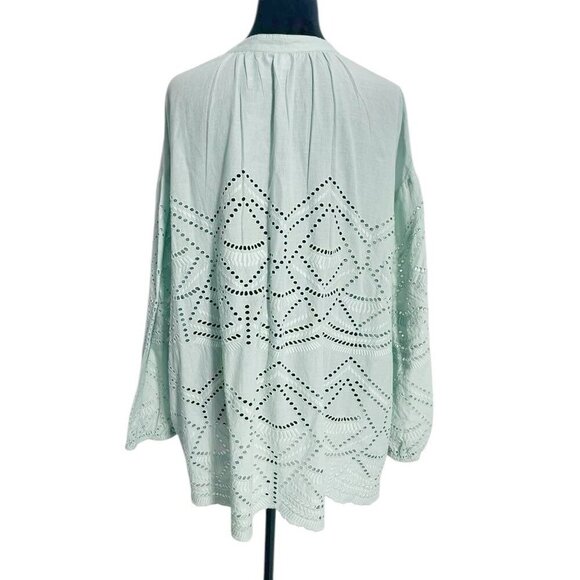 Sundance Size Medium  Top Blouse Eyelet Long Sleeve Boho - Picture 5 of 7